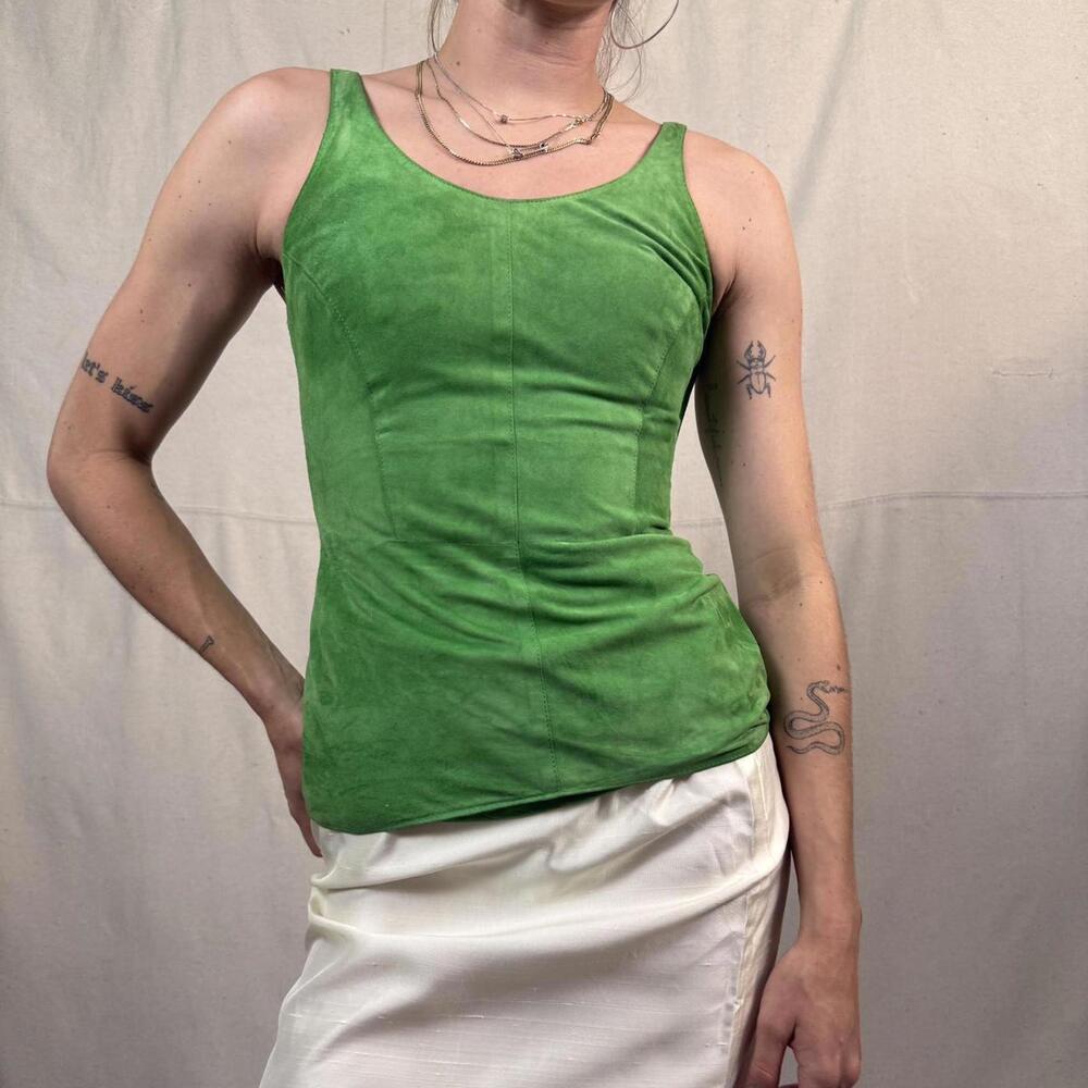 Vintage Gianfranco Ferré Green Suede Corset Tank – Made in Italy